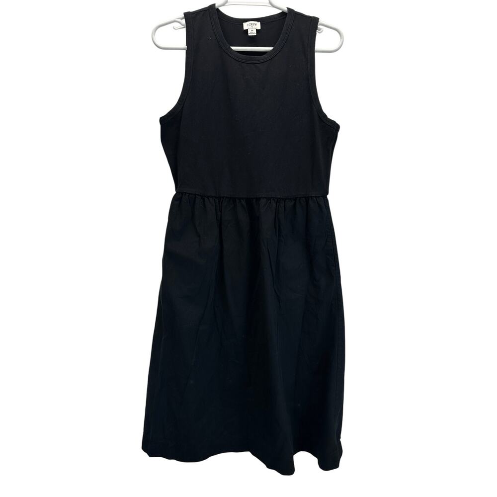 J. Crew High Neck Mix Knit Dress Sleeveless Black Pocket M LBD